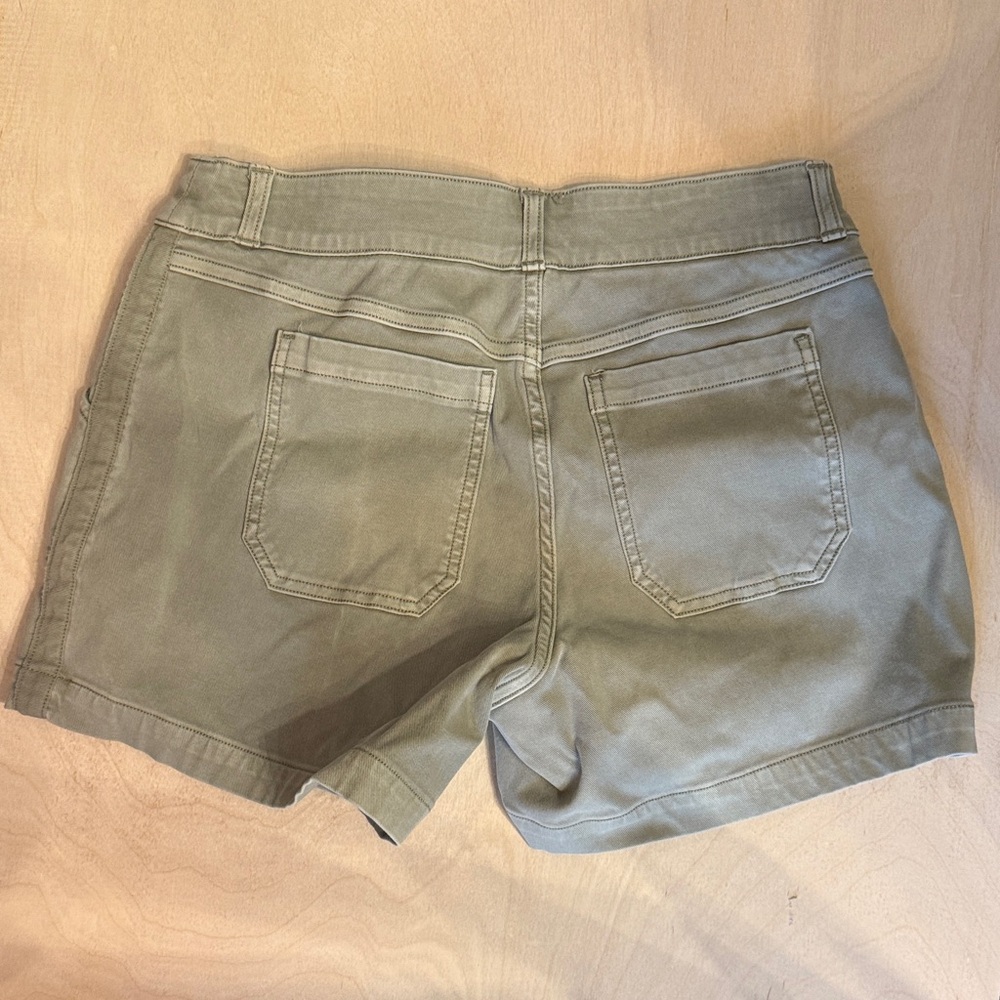 SPANX Olive Green Denim-Style Short Shorts - Picture 4 of 4